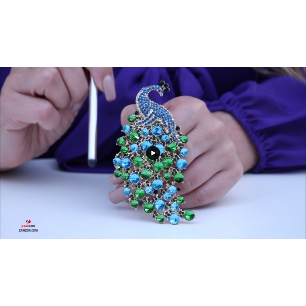 Peacock Crystal Brooch 